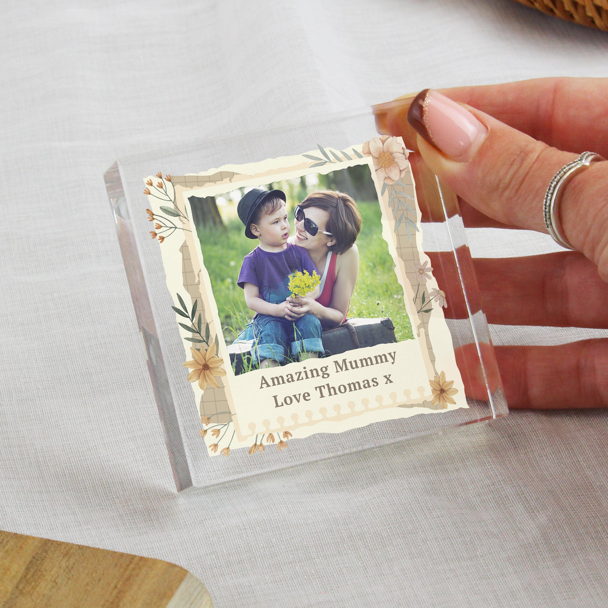 Personalised Wild Flowers Photo Crystal Token: 2 - Crystal Tokens By Gift Moments