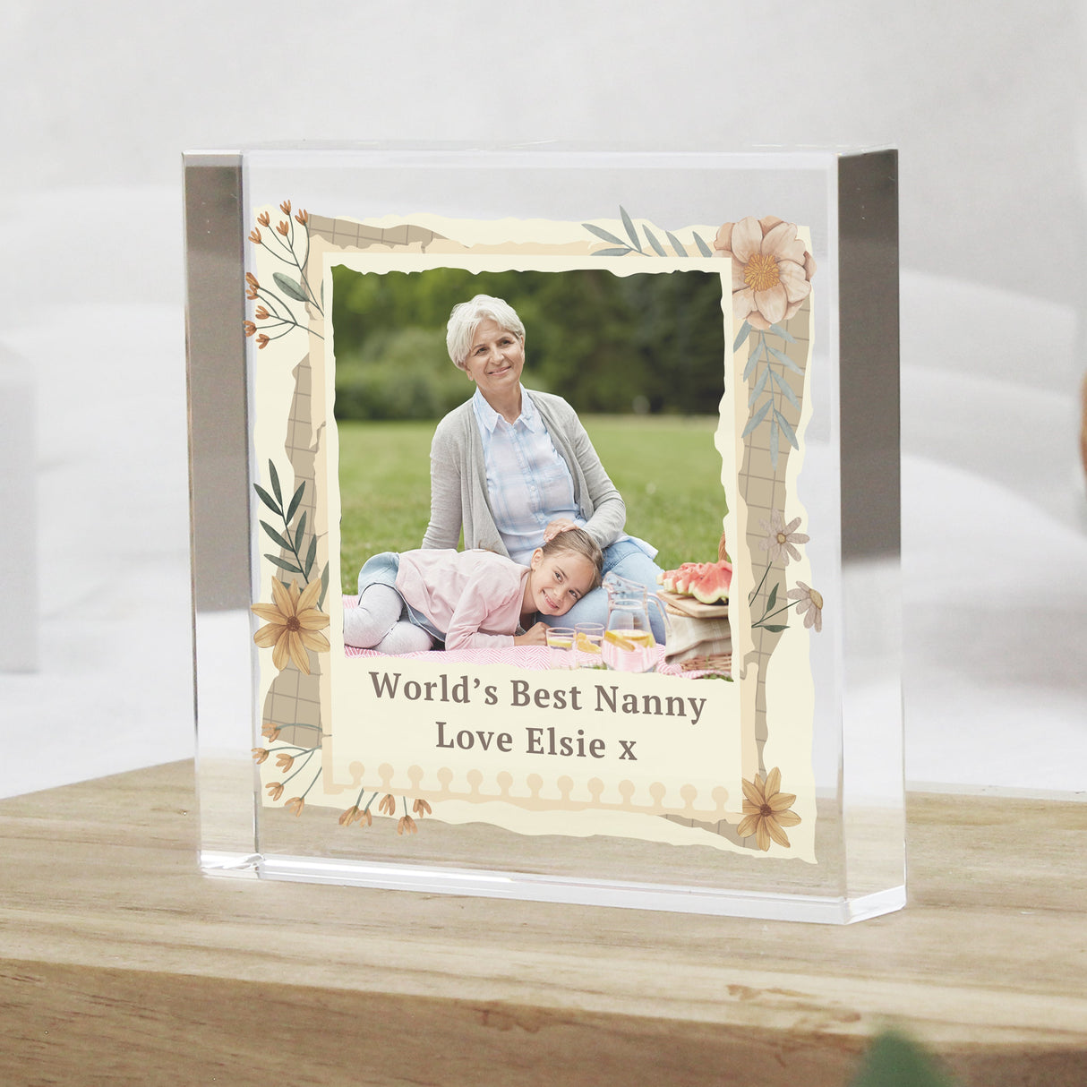 Personalised Wild Flowers Photo Crystal Token: 1 - Crystal Tokens By Gift Moments