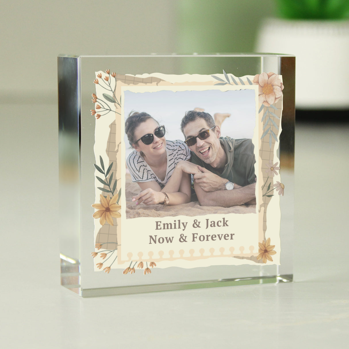 Personalised Wild Flowers Photo Crystal Token: 4 - Crystal Tokens By Gift Moments