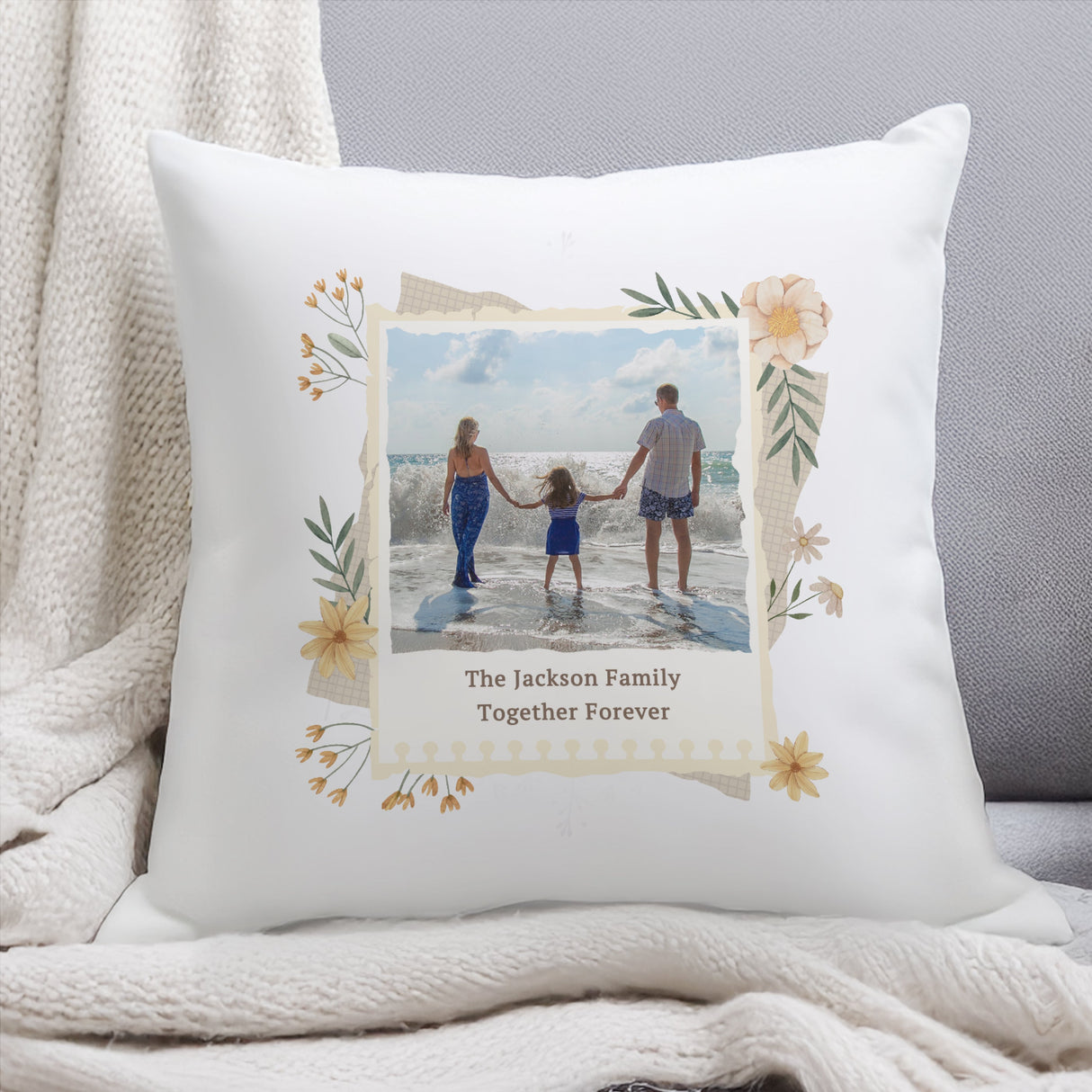 Personalised Wild Flowers Photo Cushion: 3 - Cushions By Gift Moments