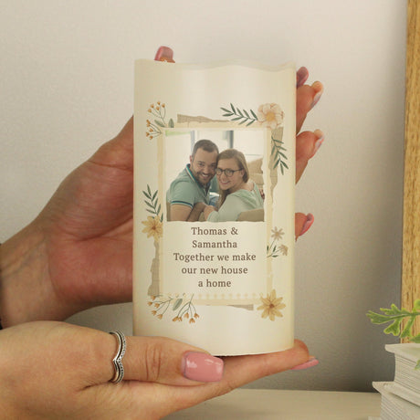 Personalised Wild Flowers Photo LED Candle: 4 - LED Lighting By Gift Moments