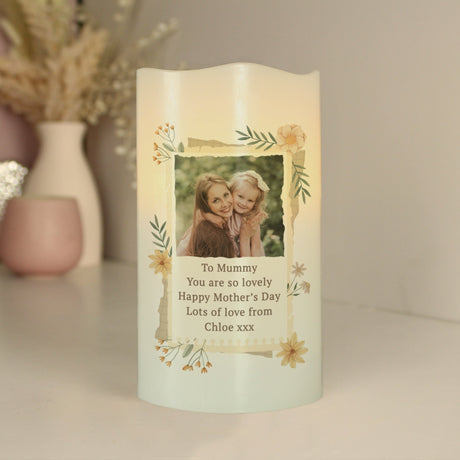 Personalised Wild Flowers Photo LED Candle: 3 - LED Lighting By Gift Moments