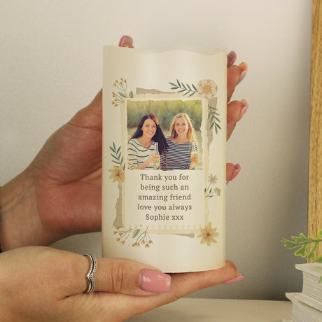 Personalised Wild Flowers Photo LED Candle: 1 - LED Lighting By Gift Moments