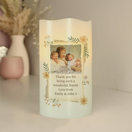 Personalised Wild Flowers Photo LED Candle: 2 - LED Lighting By Gift Moments