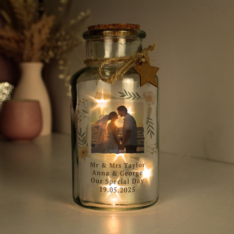 Personalised Wild Flowers Photo LED Jar: 3 - LED Lighting By Gift Moments