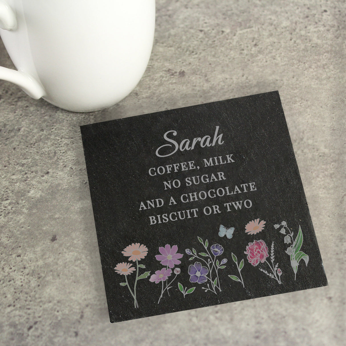 Personalised Wild Flowers Slate Coaster: 3 - Coasters By Gift Moments