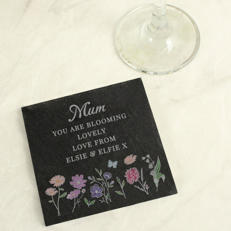 Personalised Wild Flowers Slate Coaster: 1 - Coasters By Gift Moments