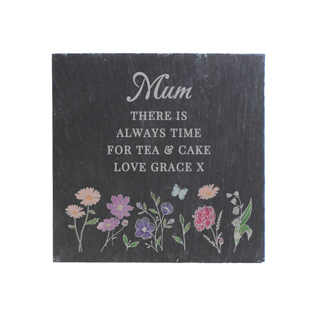 Personalised Wild Flowers Slate Coaster: 4 - Coasters By Gift Moments