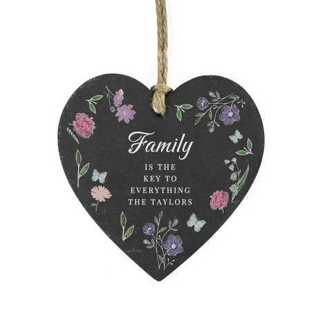 Personalised Wild Flowers Slate Heart: 5 - Decorations By Gift Moments