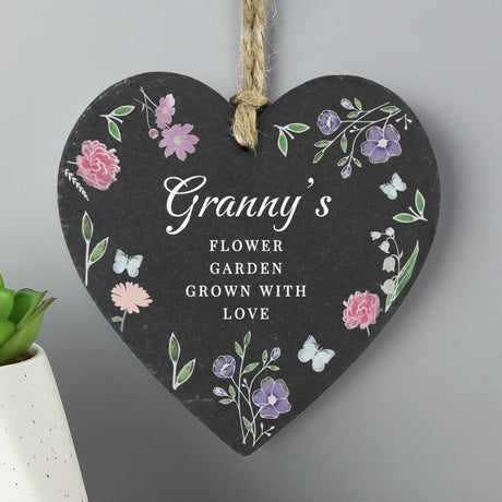 Personalised Wild Flowers Slate Heart: 1 - Decorations By Gift Moments