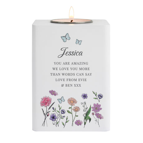 Personalised Wild Flowers Tealight Holder: 5 - Candle Holders By Gift Moments