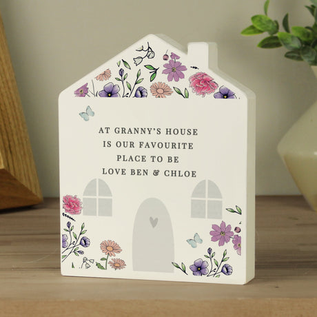 Personalised Wild Flowers Wooden House Ornament: 2 - Ornaments By Gift Moments