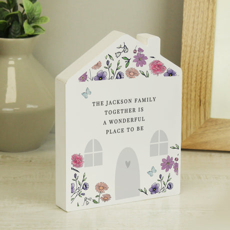 Personalised Wild Flowers Wooden House Ornament: 3 - Ornaments By Gift Moments