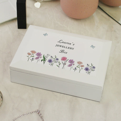 Personalised Wild Flowers Wooden Jewellery Box: 5 - Jewellery Boxes By Gift Moments