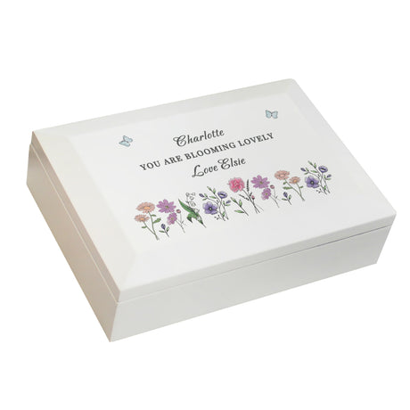 Personalised Wild Flowers Wooden Jewellery Box: 6 - Jewellery Boxes By Gift Moments