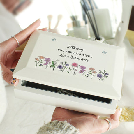 Personalised Wild Flowers Wooden Jewellery Box: 3 - Jewellery Boxes By Gift Moments