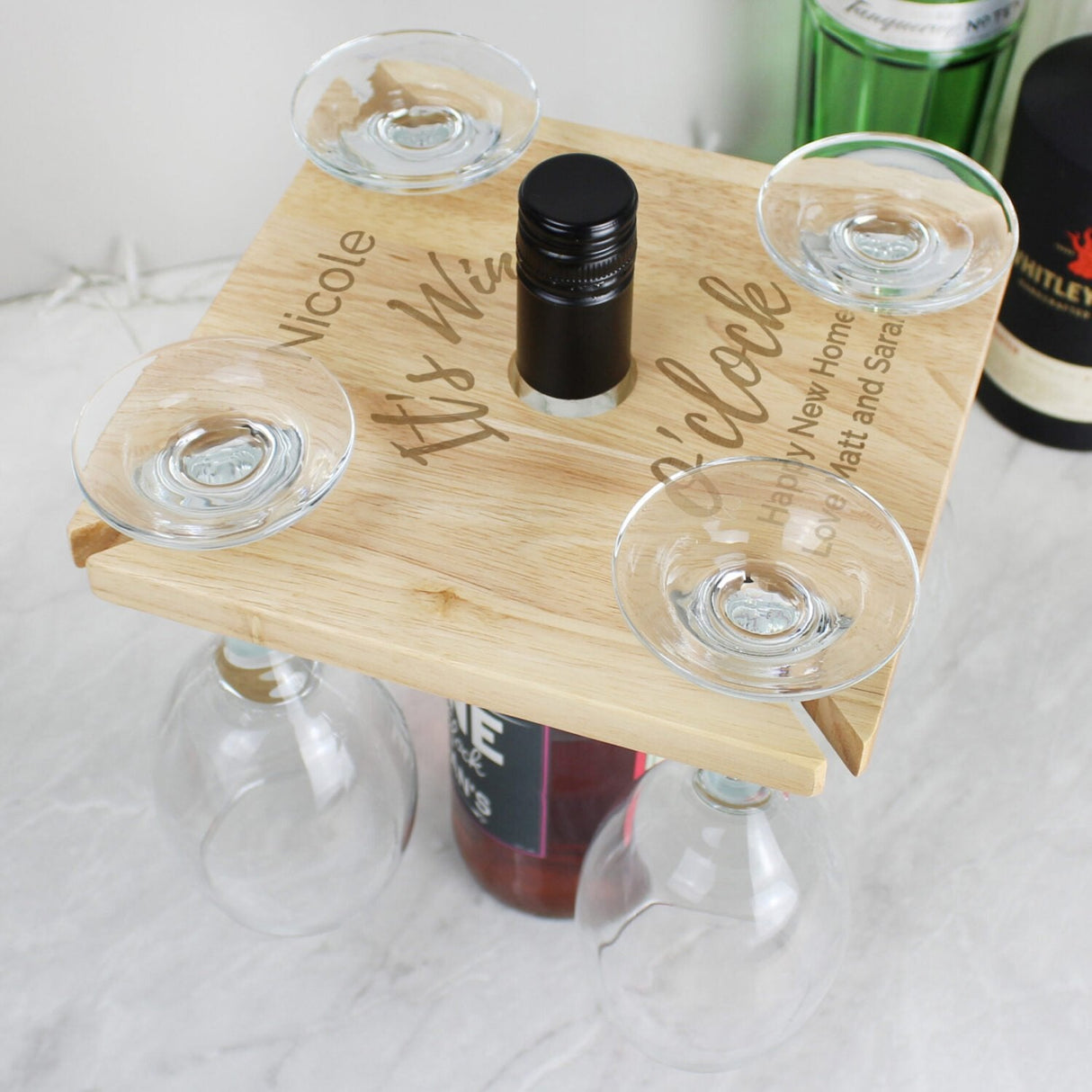 Personalised Wine O’clock Glass and Bottle Holder: 1 - Wine Glasses By Gift Moments