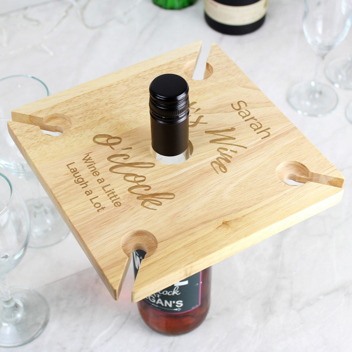 Personalised Wine O’clock Glass and Bottle Holder: 5 - Wine Glasses By Gift Moments