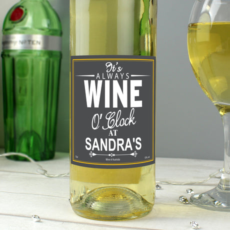 Personalised Wine O’Clock White Wine Gift: 3 - Wine By Gift Moments