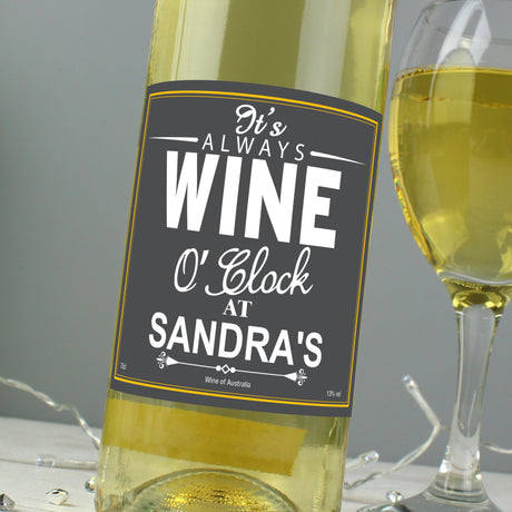 Personalised Wine O’Clock White Wine Gift: 5 - Wine By Gift Moments