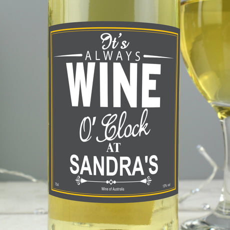 Personalised Wine O’Clock White Wine Gift: 4 - Wine By Gift Moments