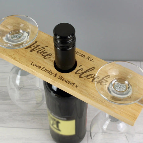 Personalised Wine O’clock Glass & Bottle Holder: 1 - Barware By Gift Moments