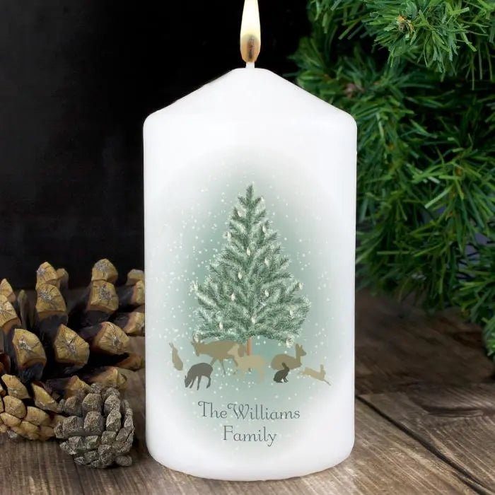 Personalised Winter’s Night Pillar Candle: 1 - Candles By Gift Moments