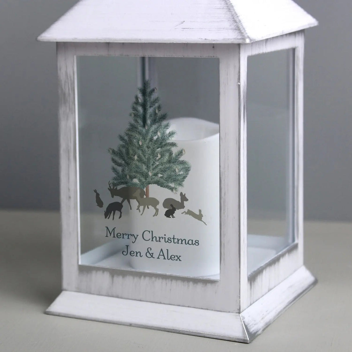 Personalised Winter Night White Lantern: 3 - LED Lighting By Gift Moments