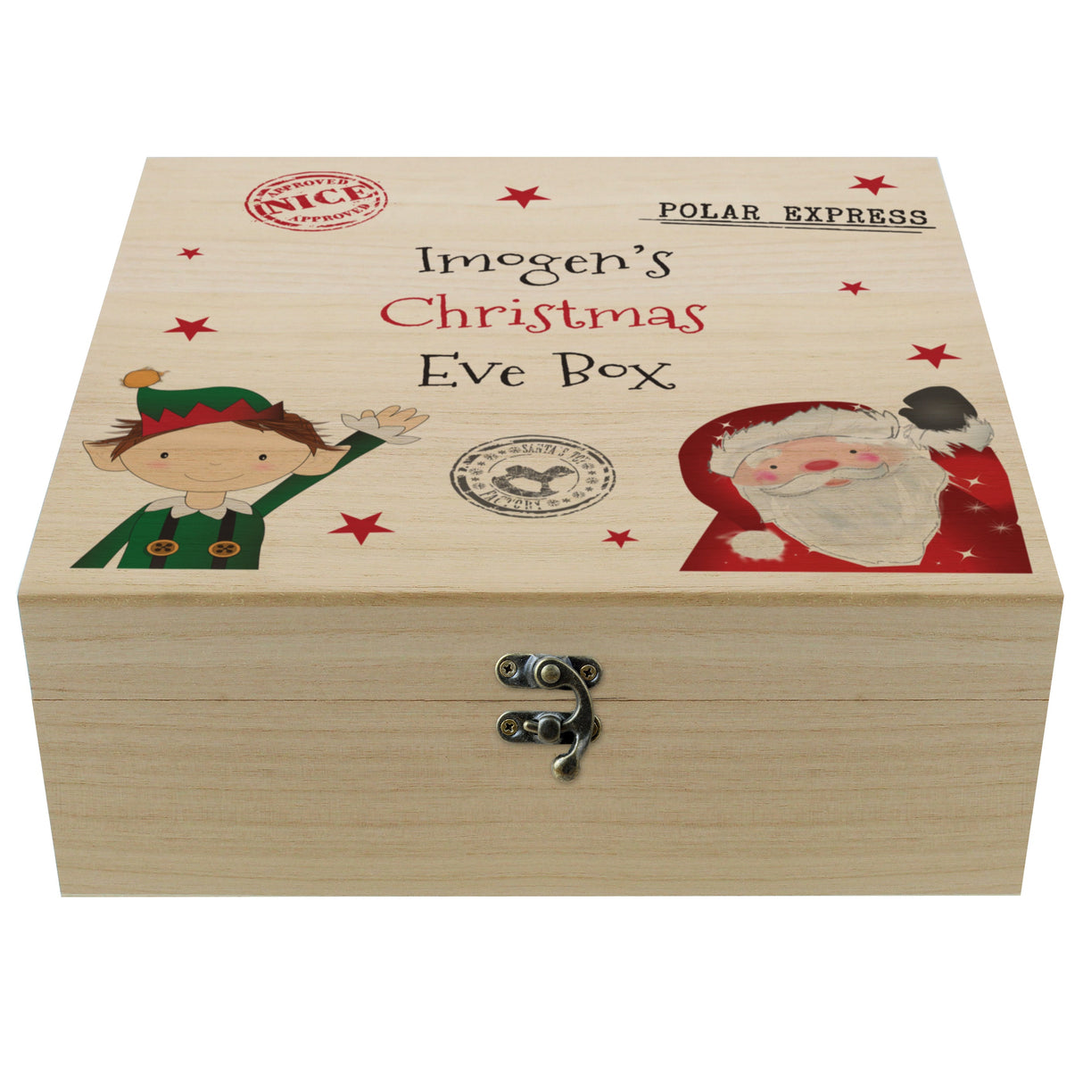 Personalised Wooden Christmas Eve Box: 5 - Wooden Christmas Eve Boxes By Gift Moments