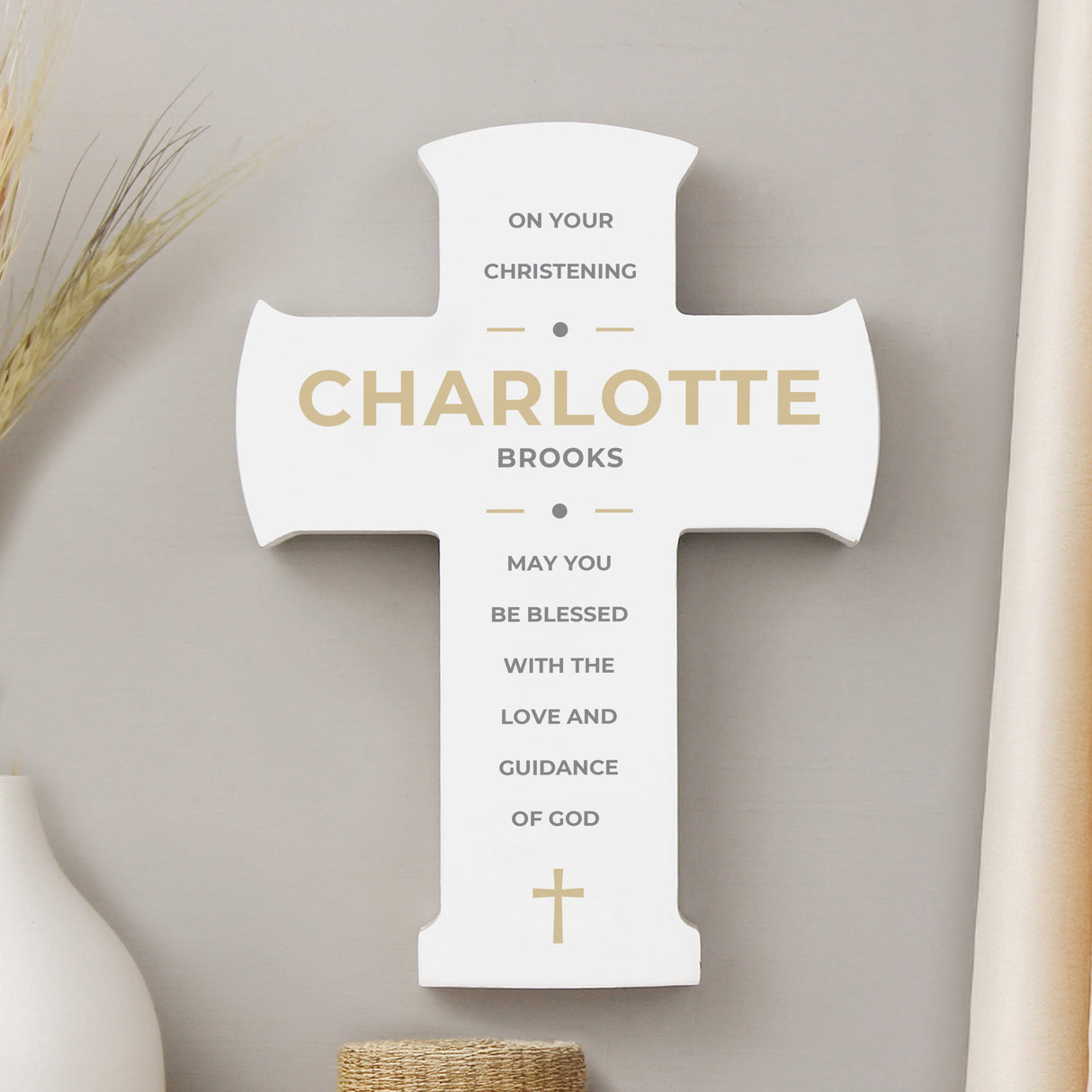 Personalised Wooden Cross Ornament: 3 - Ornaments By Gift Moments