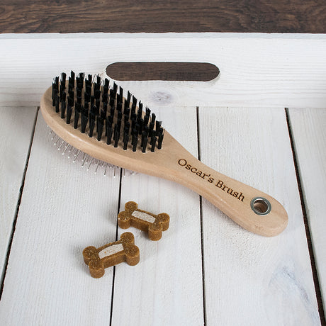 Personalised Wooden Dog Brush Default Title - Pet Products at Gift Moments