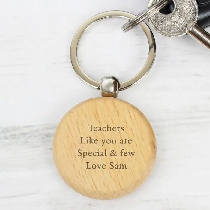 Personalised Solid Beech Wood Keyring: 6 - Keyrings By Gift Moments