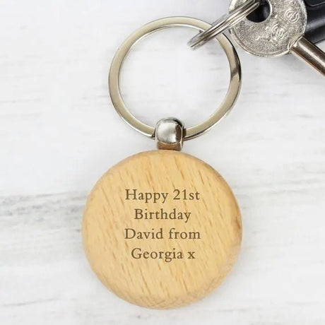 Personalised Solid Beech Wood Keyring: 5 - Keyrings By Gift Moments