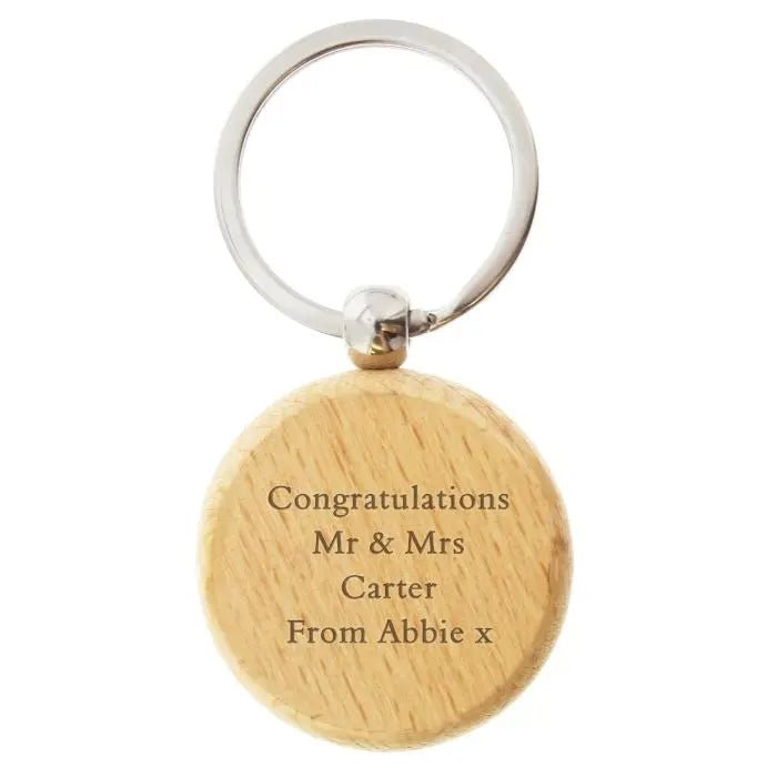 Personalised Solid Beech Wood Keyring: 3 - Keyrings By Gift Moments