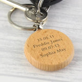 Personalised Solid Beech Wood Keyring: 2 - Keyrings By Gift Moments