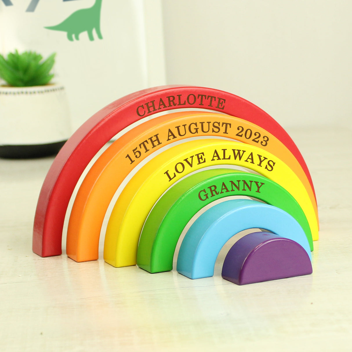 Personalised Wooden Rainbow Stacker Toy: 8 - Toys By Gift Moments