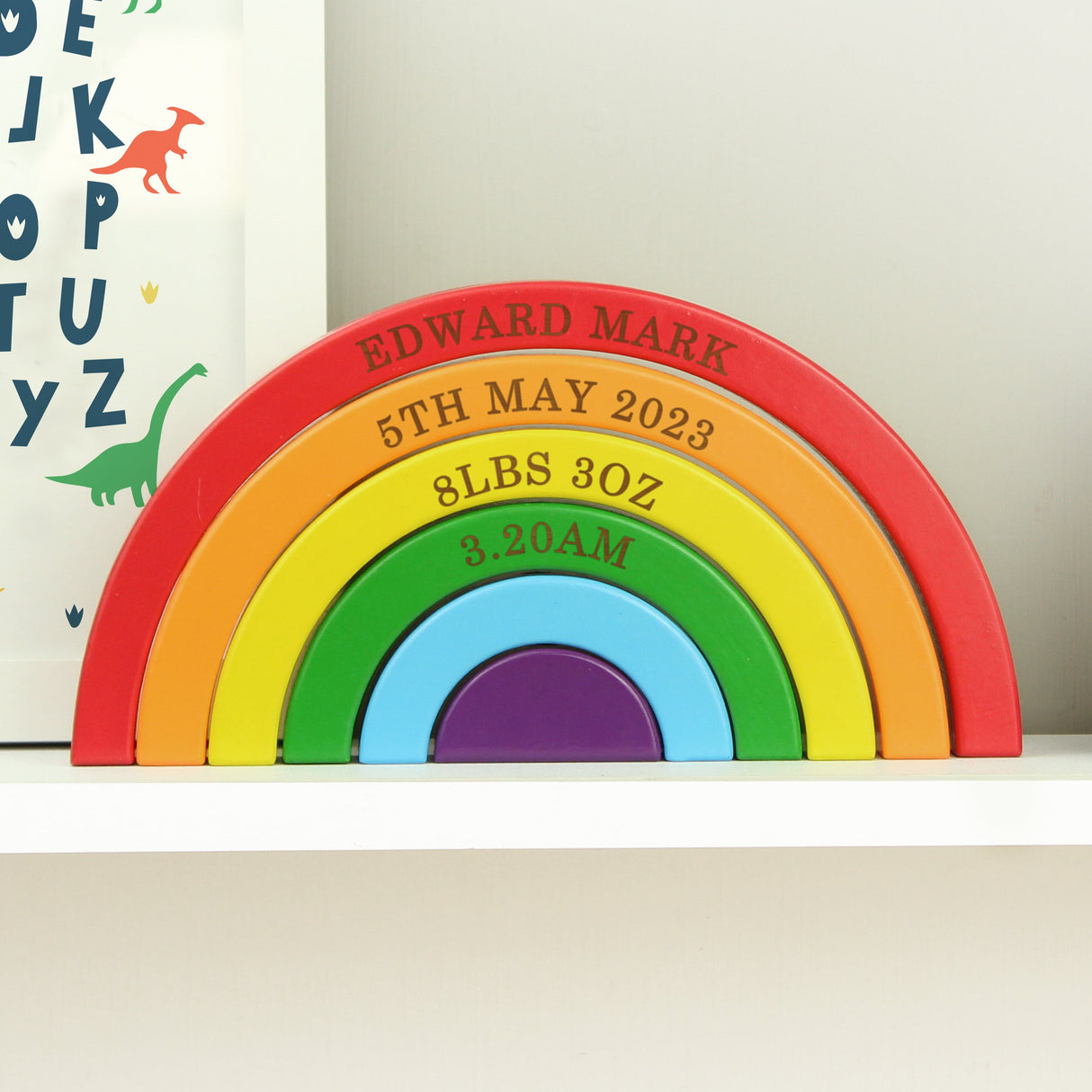 Personalised Wooden Rainbow Stacker Toy: 2 - Toys By Gift Moments