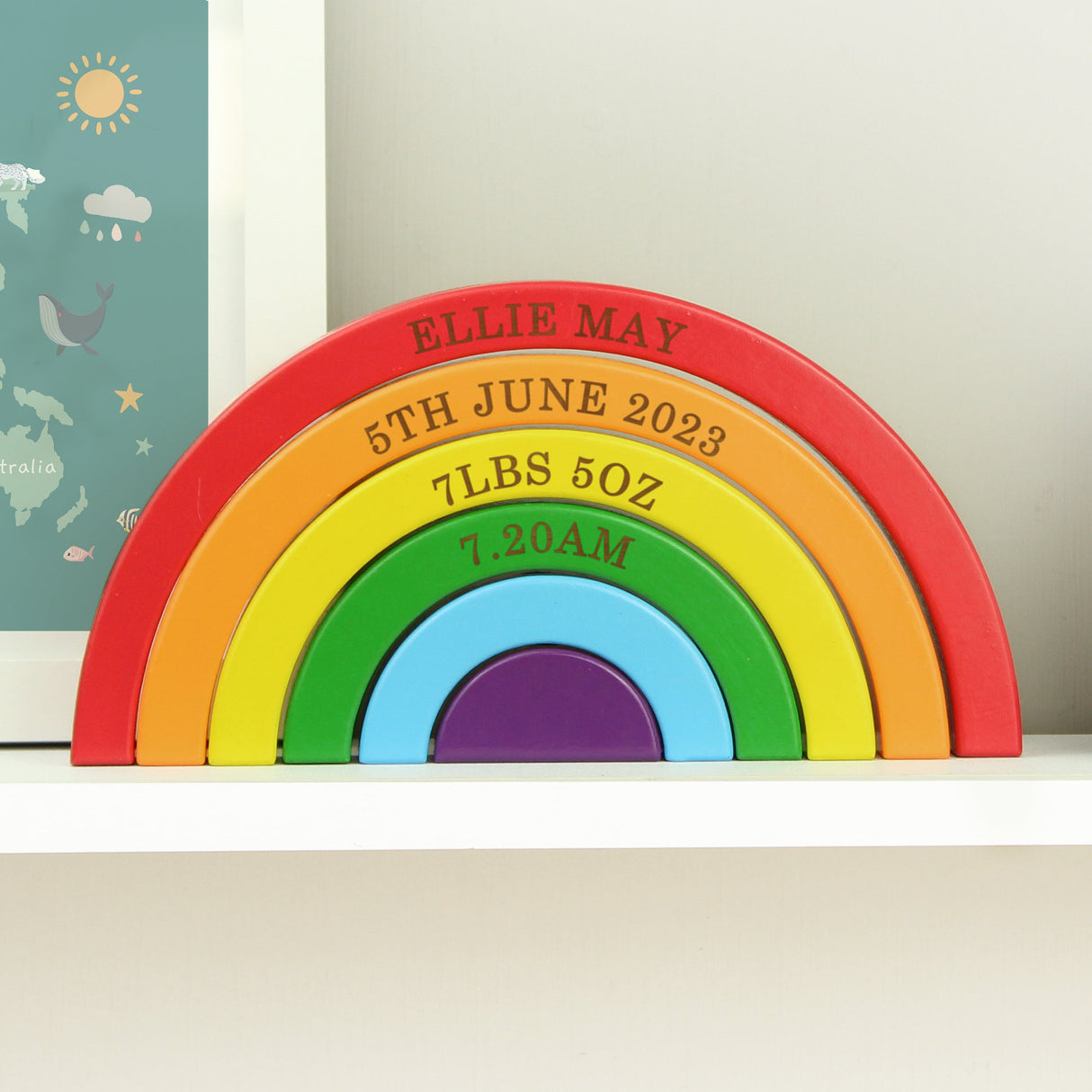 Personalised Wooden Rainbow Stacker Toy: 7 - Toys By Gift Moments