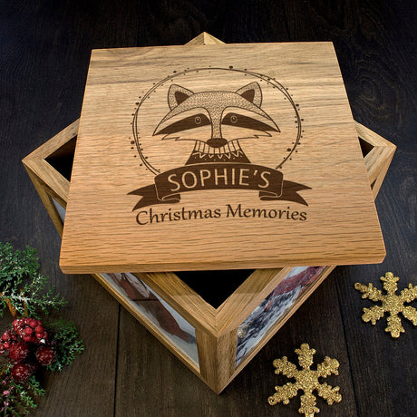 Personalised Woodland Animal Memory Boxes: 8 - Raccoon - Photo Cubes By Gift Moments