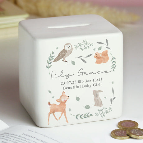 Personalised Woodland Animals Ceramic Money Box: 3 - Money Boxes By Gift Moments