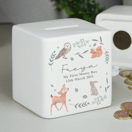 Personalised Woodland Animals Ceramic Money Box: 1 - Money Boxes By Gift Moments