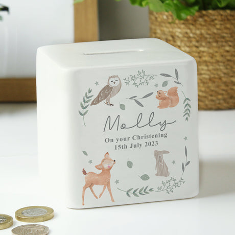 Personalised Woodland Animals Ceramic Money Box: 4 - Money Boxes By Gift Moments