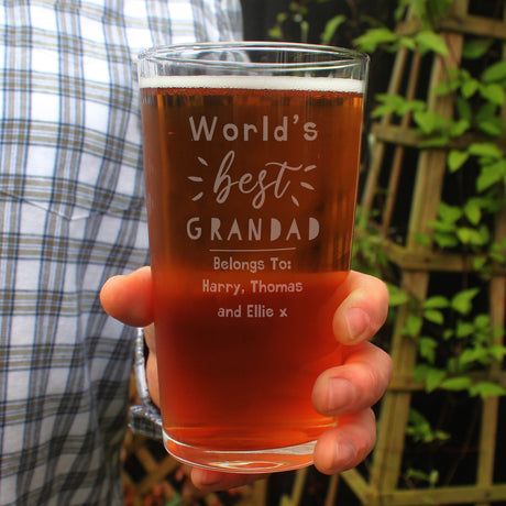 Personalised World’s Best Pint Glass: 4 - Beer Glasses By Gift Moments