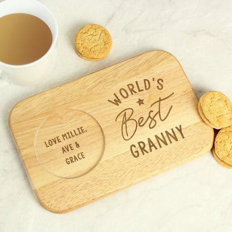 Personalised World’s Best Wooden Coaster Tray: 3 - Coasters By Gift Moments