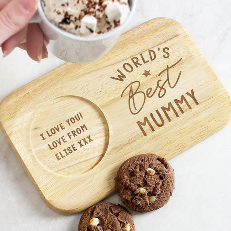 Personalised World’s Best Wooden Coaster Tray: 2 - Coasters By Gift Moments