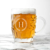 Personalised Dimpled Beer Glass Wreath Monogram: 2 - Beer Glasses By Gift Moments