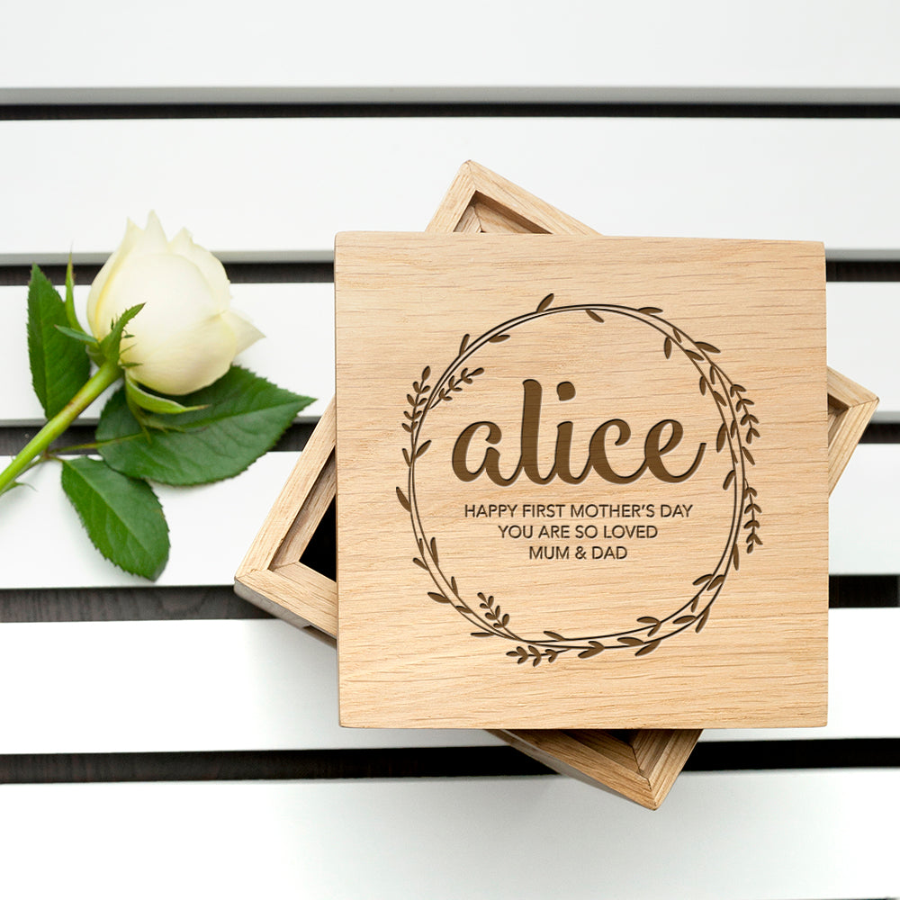 Personalised Oak Photo Cube Keepsake: 8 - Photo Cubes By Gift Moments