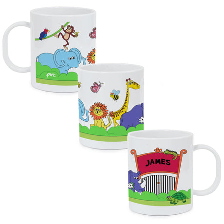 Personalised Zoo Kids Plastic Mug: 3 - Plastic Mugs By Gift Moments