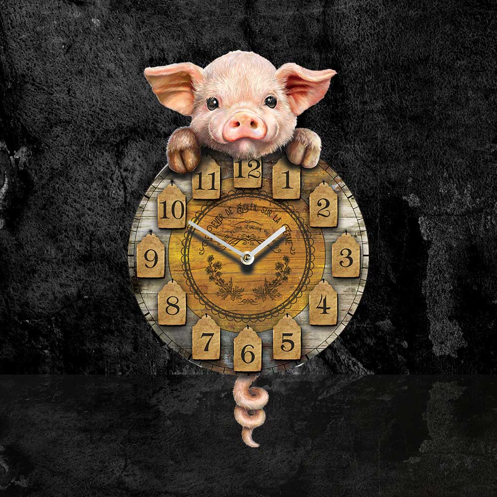 Piggin’ Tickin’ Pig Pendulum Clock: 1 - Clocks By NN Designs