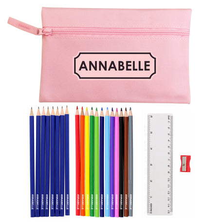 Personalised Pink Pencil Case with Supplies: 4 - Pencil Cases & Sets By Gift Moments